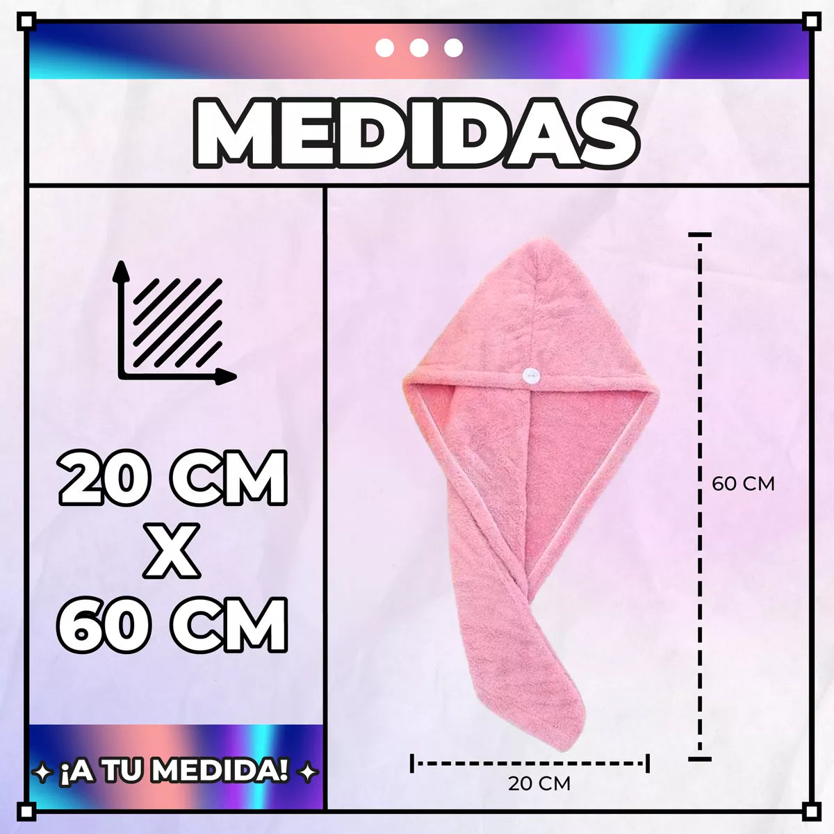 PACK X 2 TOALLAS DE MICROFIBRA PARA RÁPIDO SECADO DE CABELLO