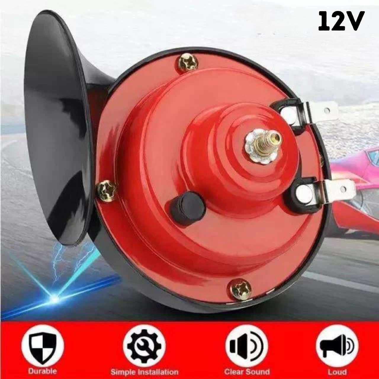 2 BOCINAS CARACOL DOBLE 12V AUTO MOTO CAMIÓN SONIDO DE ALTA POTENCIA.
